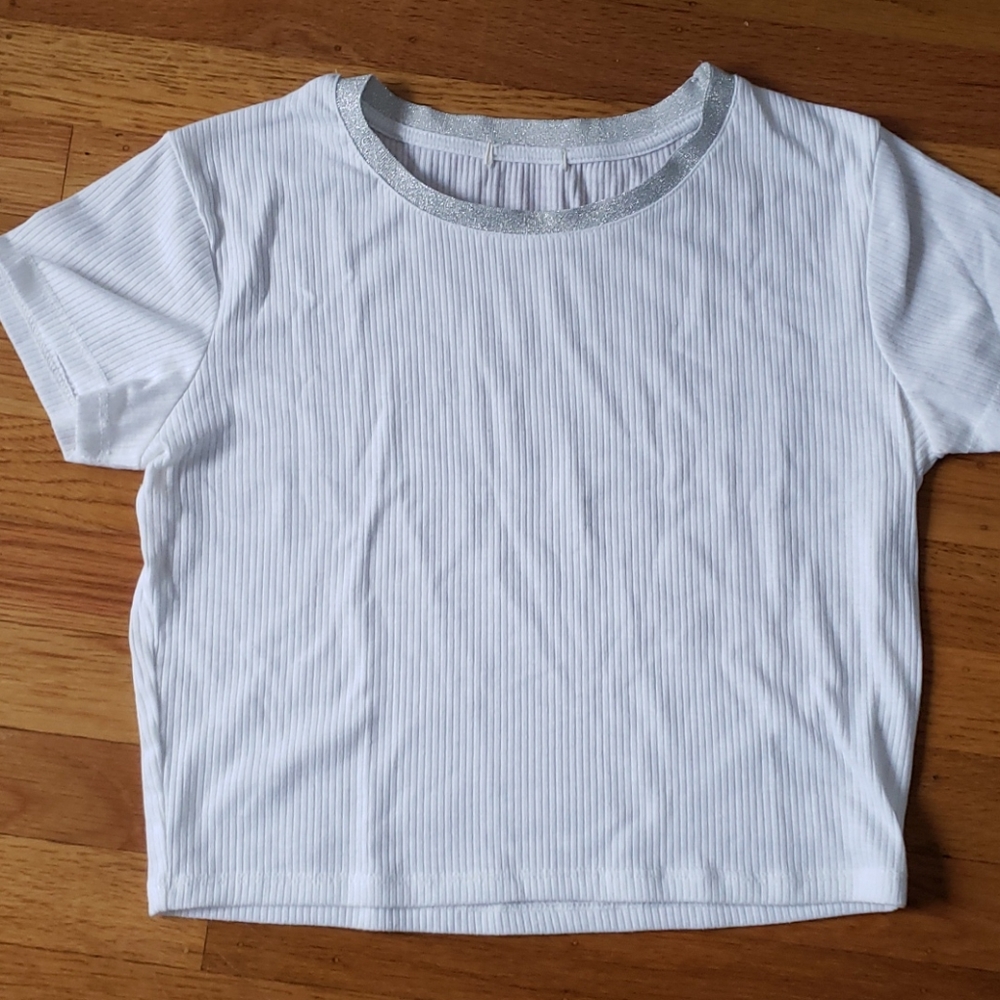 White Ribbed Crop Top
